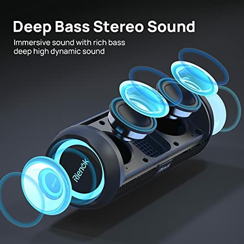 Bluetooth speaker with deep bass stereo sound and dynamic visuals