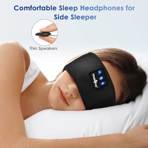 Person wearing sleep headphones while lying on a pillow.