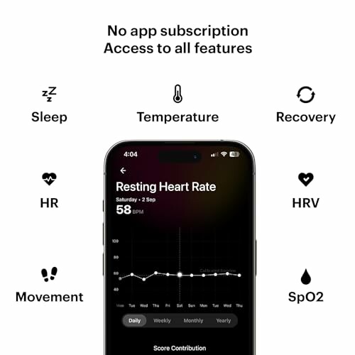 Smartphone displaying health tracking app with graphs.