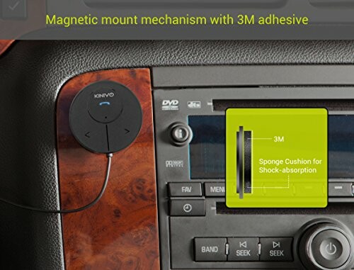 Magnetic mount mechanism with 3M adhesive on car dashboard.