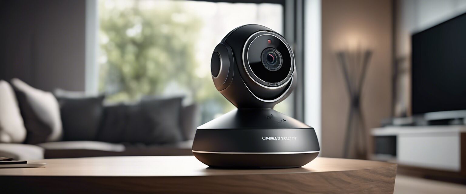 Wireless security camera in a living room