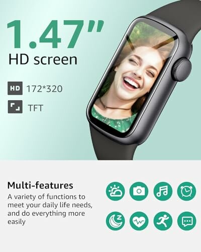 Smartwatch with 1.47-inch HD screen and multiple features