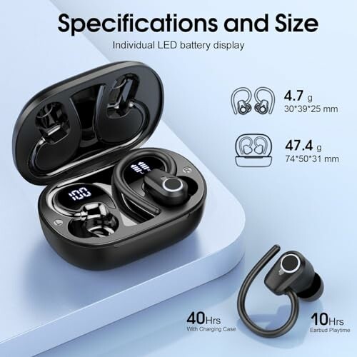 Wireless earbuds with charging case and specifications